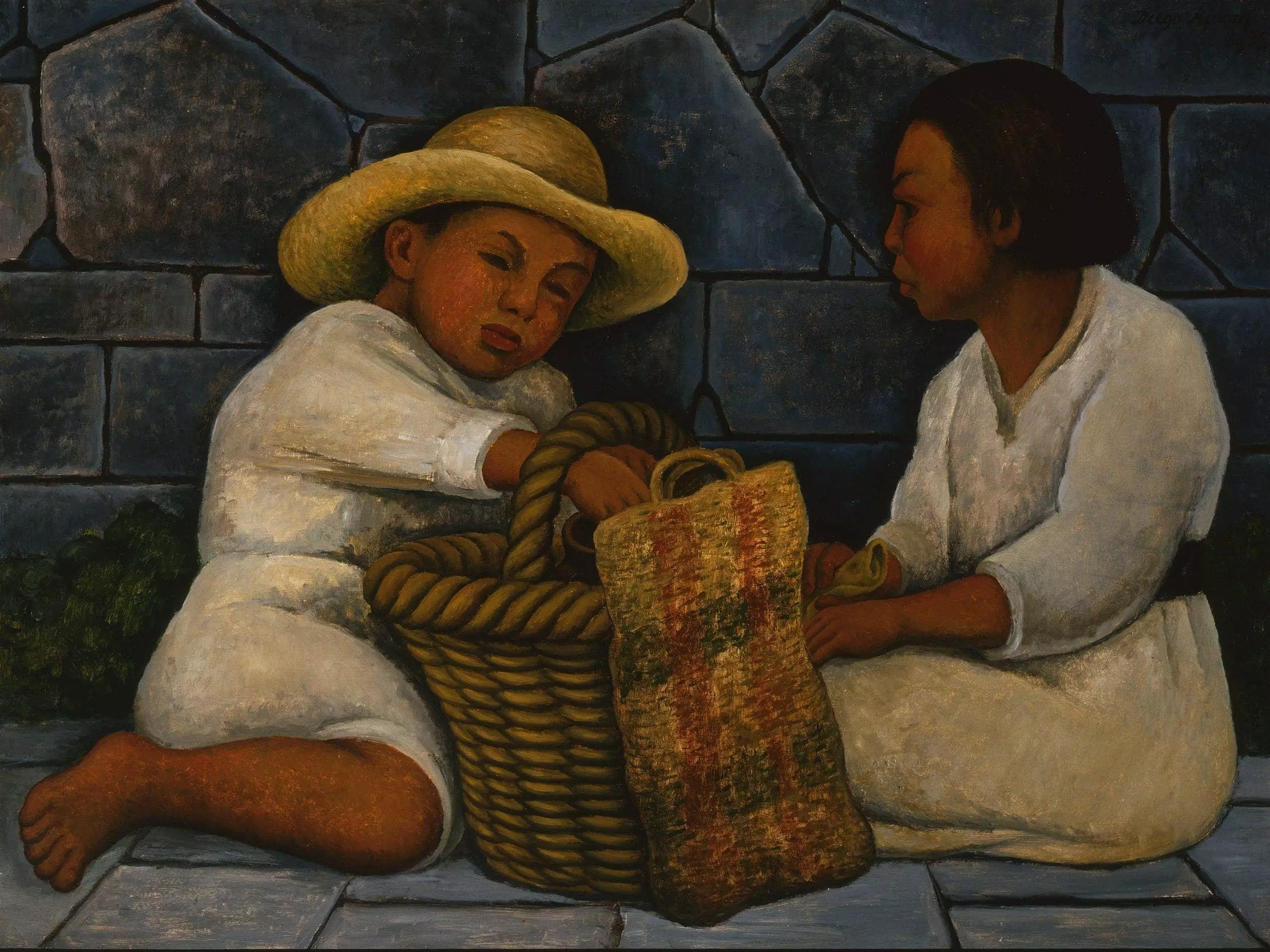 Canoa Leche suizo Diego Rivera (1886 – 1957) Niños Almorzando