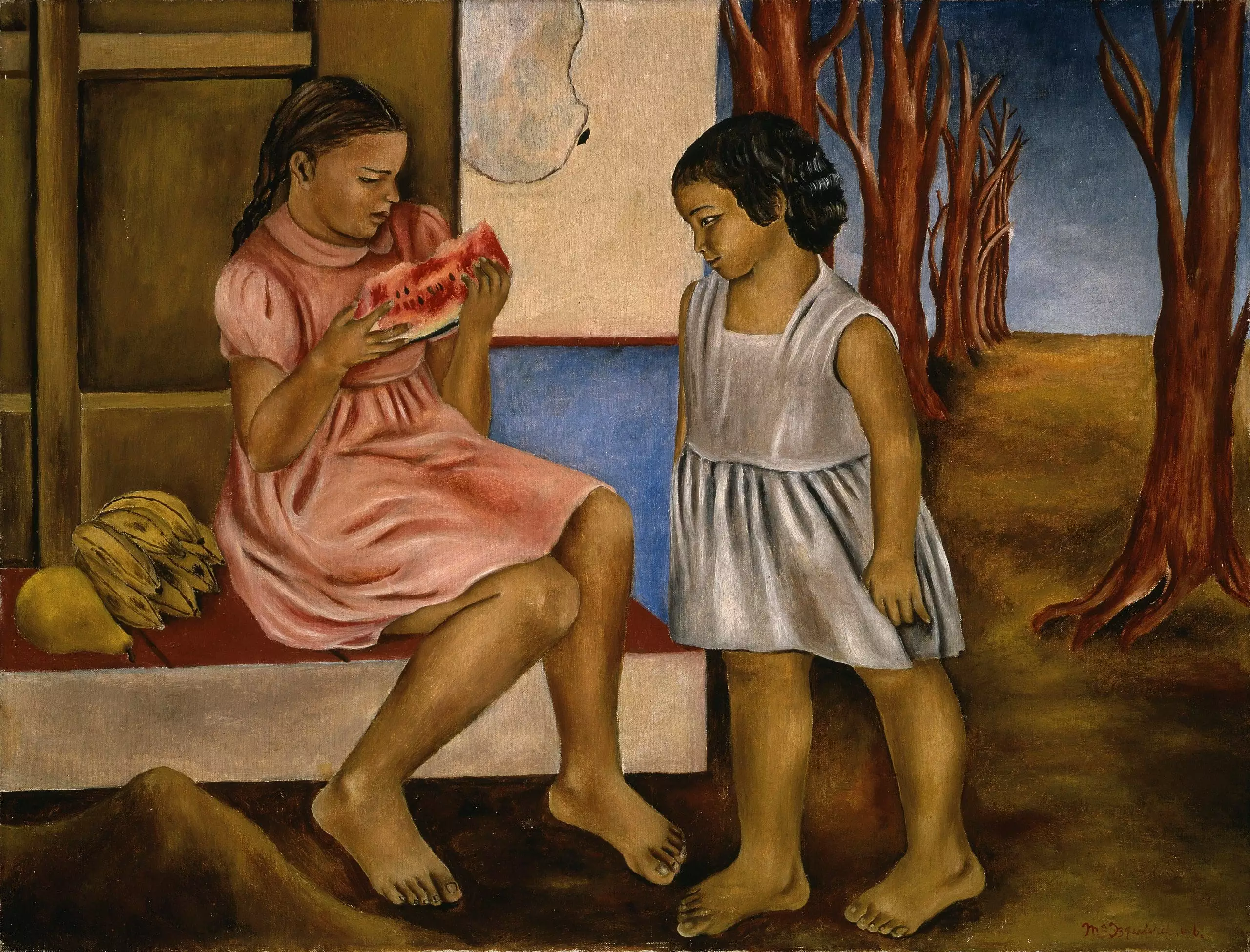 María Izquierdo (1902 – 1955) Niñas con sandía,1946 Óleo /Tela 64.5 x 85.2  cm